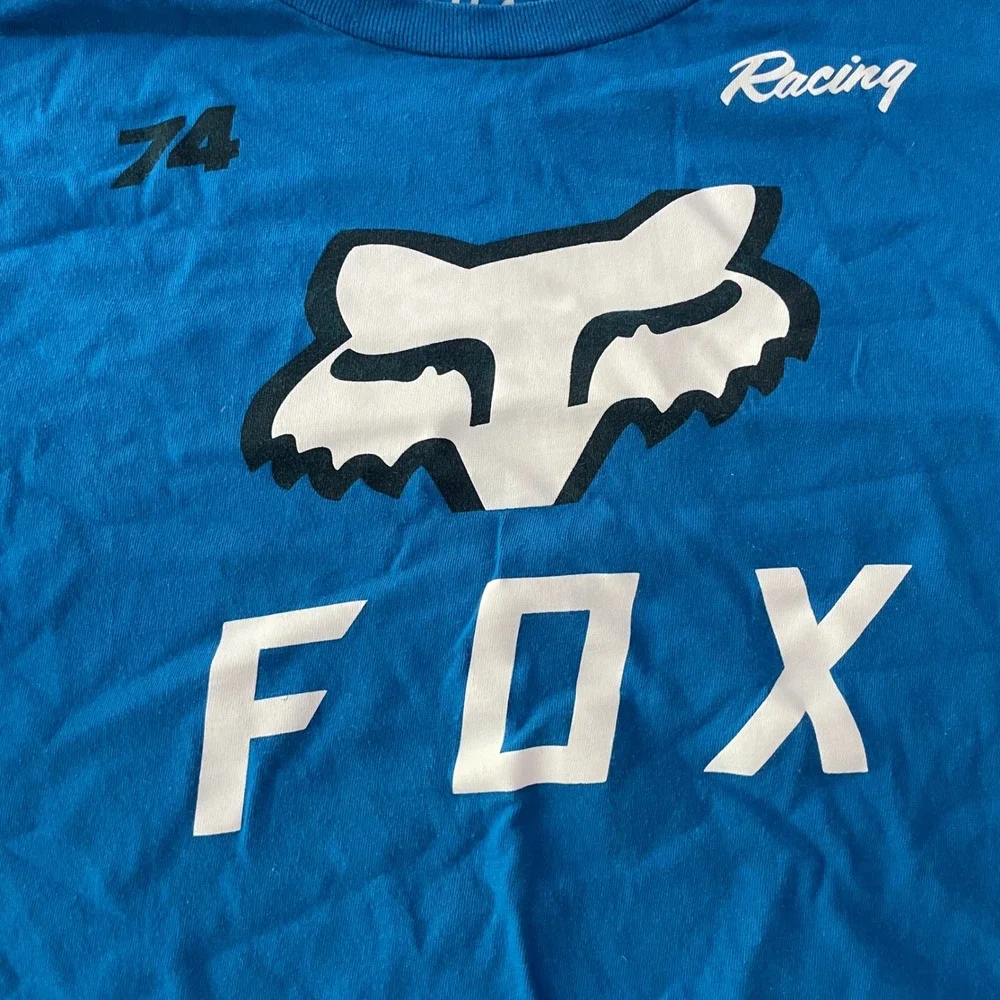 Fox Racing Kids Blue Graphic T-Shirt Short Sleeve Logo Tee YXL 74 Racing